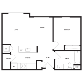 Floor plan 1 bedroom 1 bath